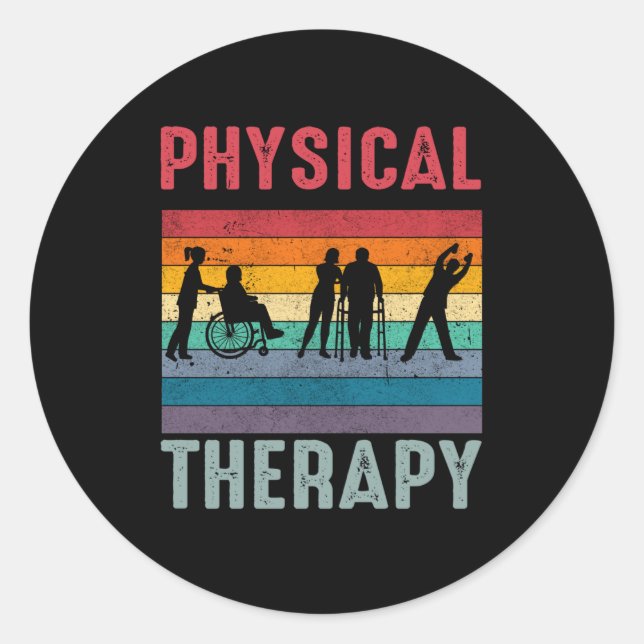 Physical Therapist Gift Retro Physical Therapy Classic Round Sticker (Front)