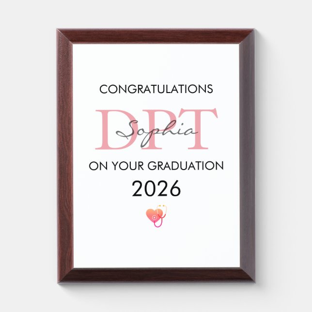 Physical Therapist Graduation Personalized Class o Award Plaque (Vertical)