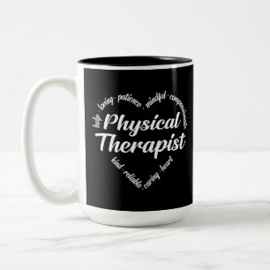 Physical Therapist Heart Word Cloud Two-Tone Coffee Mug