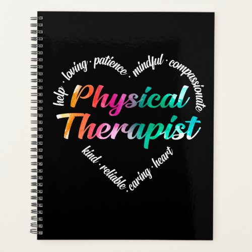 Physical Therapist Heart Word Cloud Watercolor Planner