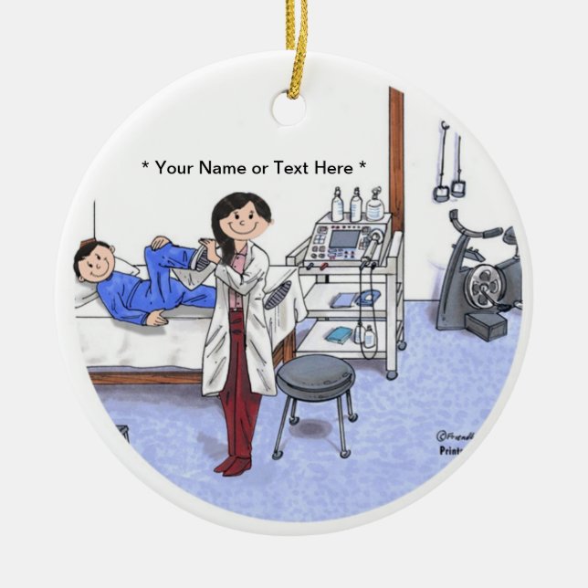 Physical Therapist, long black hair Ceramic Ornament (Front)