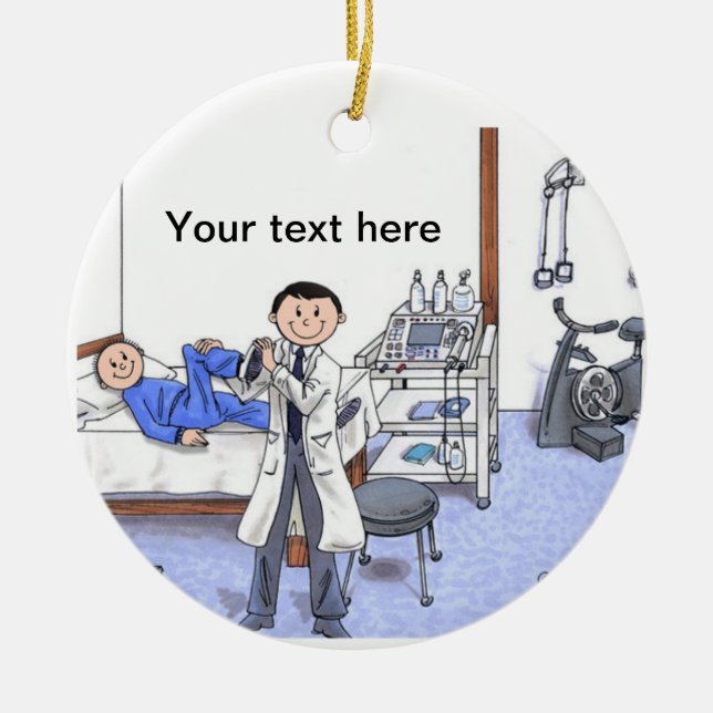 Physical Therapist, Male - Black Hair Ceramic Ornament (Front)