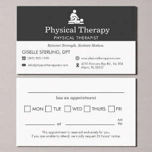 Physical Therapist Office Appointment Card