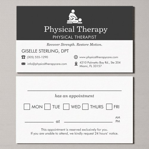 Physical Therapist Office Appointment Card