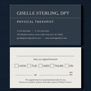 Physical Therapist Office Appointment Reminder Business Card