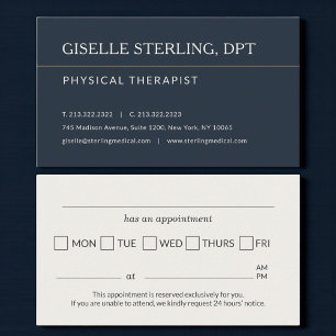Physical Therapist Office Appointment Reminder Business Card