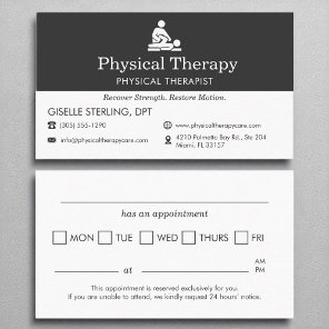 Physical Therapist Office Appointment Reminder Business Card