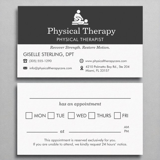 Physical Therapist Office Appointment Reminder Business Card (Creator Uploaded)