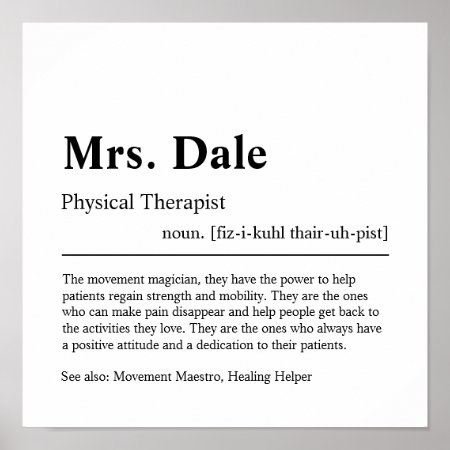 Physical Therapist Personalized Gift Poster
