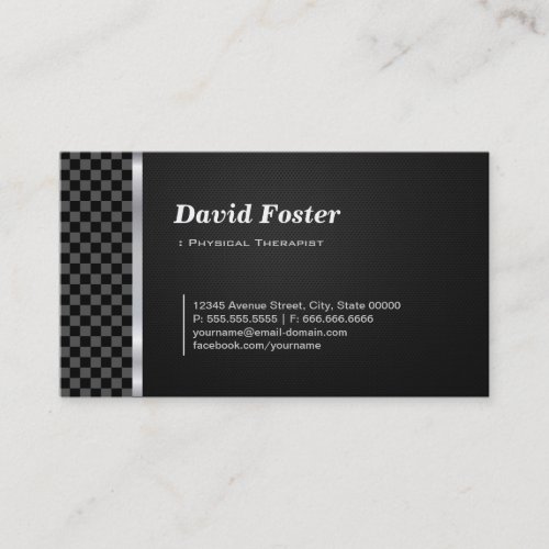 Physical Therapist Professional Black White Business Card