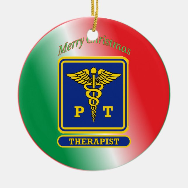 Physical Therapist Shield Custom Ceramic Ornament (Front)
