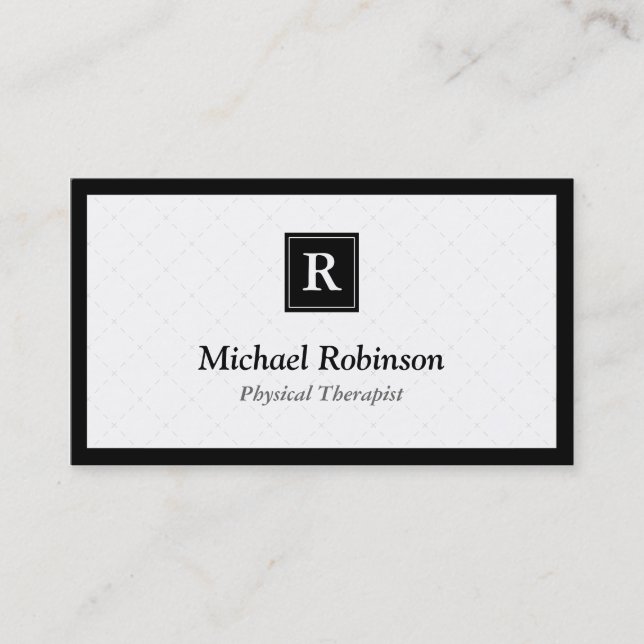 Physical Therapist - Simple Elegant Monogram Business Card (Front)