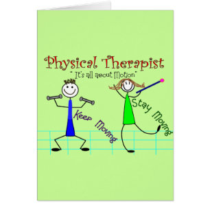 Physical Therapist Stick People "Keep Moving" Cards