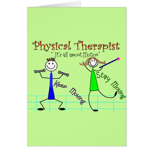 Physical Therapist Stick People "Keep Moving" Cards (Front)