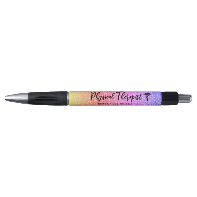 Physical Therapist Stylish Rainbow Personalized Pen (Front)