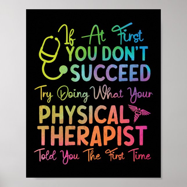 Physical Therapist Therapy Assistant If At First Poster (Front)