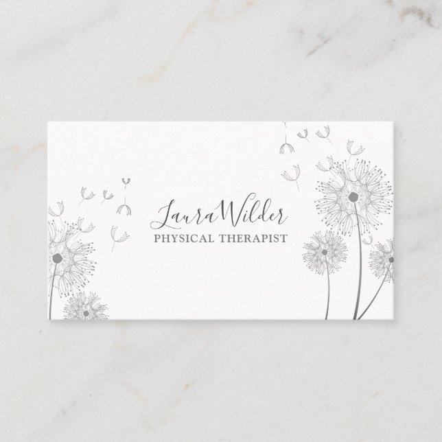 Physical Therapist Therapy Wind Blown Flowers Business Card (Front)