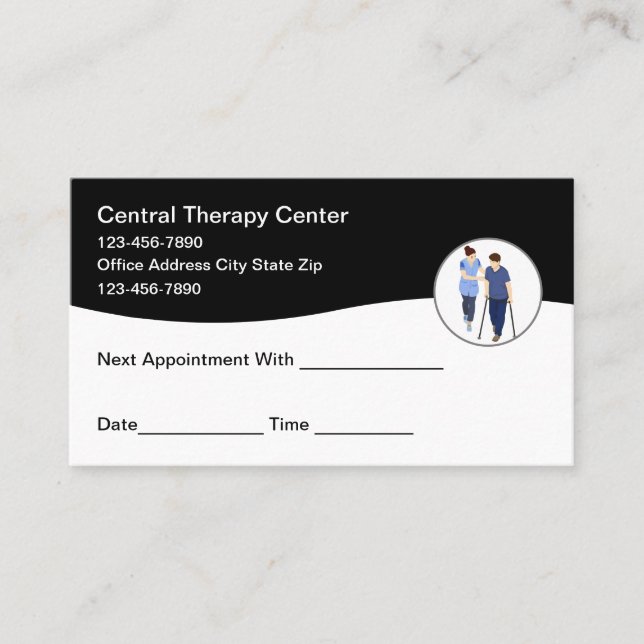 Physical Therapy Appointment Business Cards (Front)
