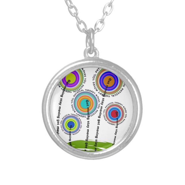 Physical Therapy Artsy Gifts Silver Plated Necklace (Front)