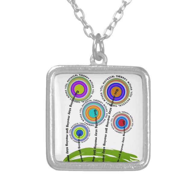 Physical Therapy Artsy Gifts Silver Plated Necklace (Front)
