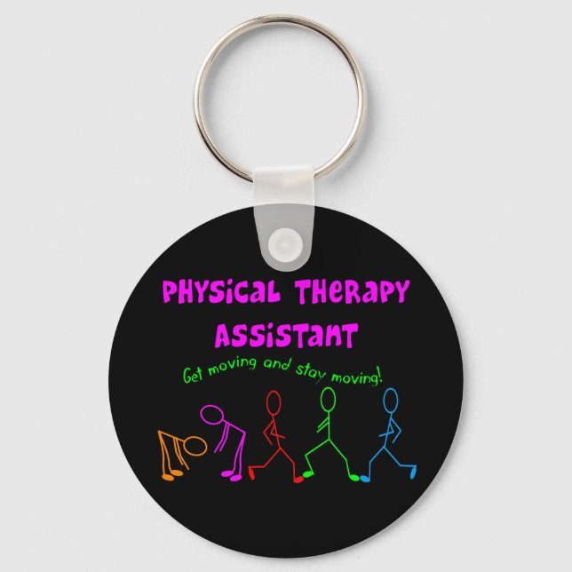 Physical Therapy Assistant Stick People Design Keychain (Front)
