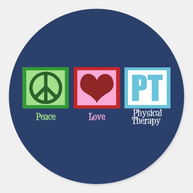Physical Therapy Blue Peace Love Sticker (Front)