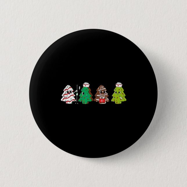 Physical Therapy Christmas Cake Tree Nurse Xmas Pa Button (Front)