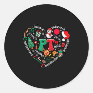 Physical Therapy Christmas Heart Pt Therast Xmas M Classic Round Sticker