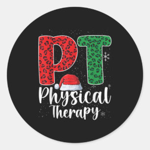 Physical Therapy Christmas Santa Hat Pt Therapist Classic Round Sticker