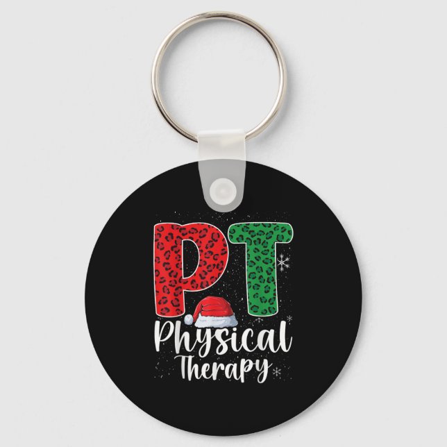 Physical Therapy Christmas Santa Hat Pt Therapist  Keychain (Front)