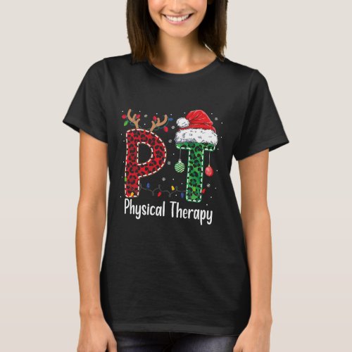Physical Therapy Christmas santa hat PT Therapist  T_Shirt