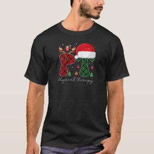 Physical Therapy Christmas Santa Hat Red Plaid PT  T-Shirt