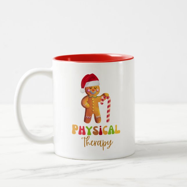 Physical Therapy Christmas Themed Two-Tone Coffee Mug (Left)
