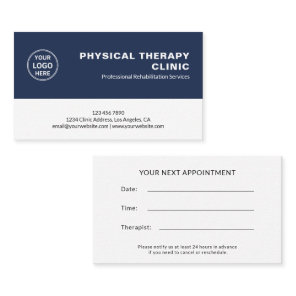 Physical Therapy Clinic Custom Logo Appointment Card