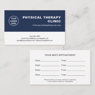 Physical Therapy Clinic Custom Logo Multiple Appointment Card