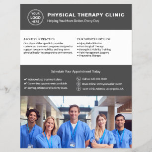 Physical Therapy Clinic Logo Photo QR Gray Flyer