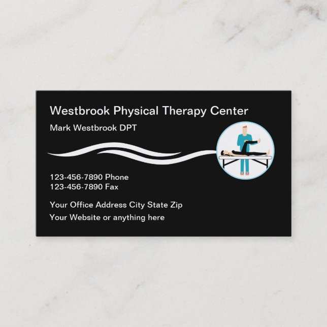 Physical Therapy Clinic Modern Business Cards (Front)
