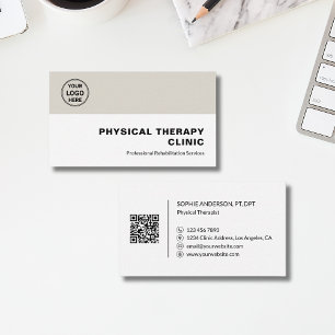 Physical Therapy Clinic Professional Logo QR  Business Card