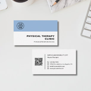 Physical Therapy Clinic Professional Logo QR  Business Card