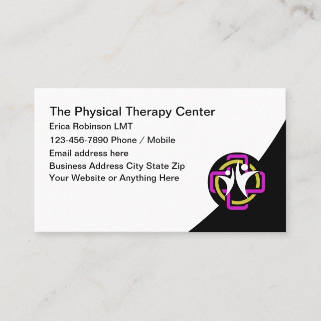 Physical Therapy Clinic Therapist Business Cards (Front)