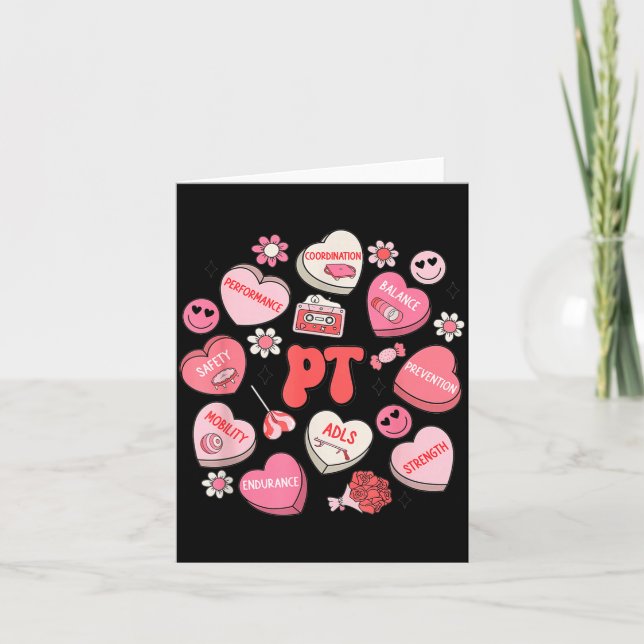 Physical Therapy Groovy Valentine's Day Heart Cand Card (Front)