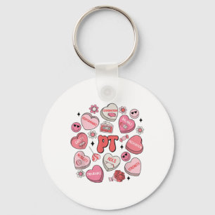 Physical Therapy Groovy Valentines Day Heart Candy Keychain