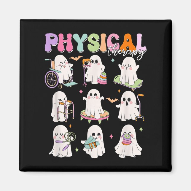 Physical Therapy Halloween Boo Ghost Spooky Season Magnet (Front)