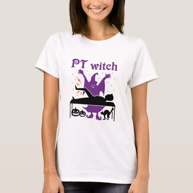 Physical Therapy Halloween PT Witch T-Shirt (Front)