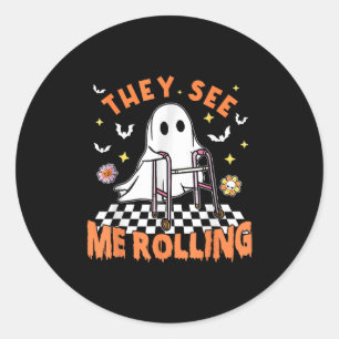 Physical Therapy Halloween They See Me Rolling Spo Classic Round Sticker