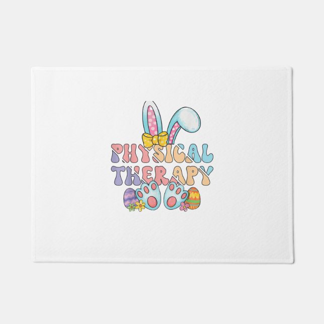Physical Therapy Happy Easter Bunny Eggs PT Therap Doormat (Front)