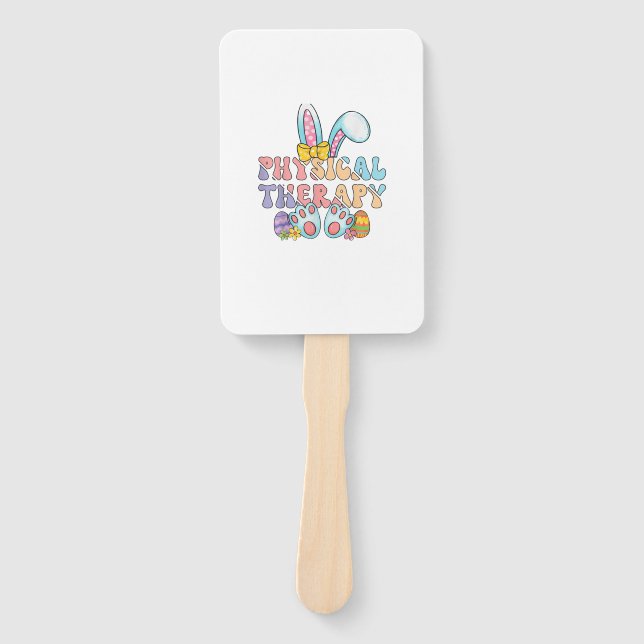 Physical Therapy Happy Easter Bunny Eggs PT Therap Hand Fan (Front)
