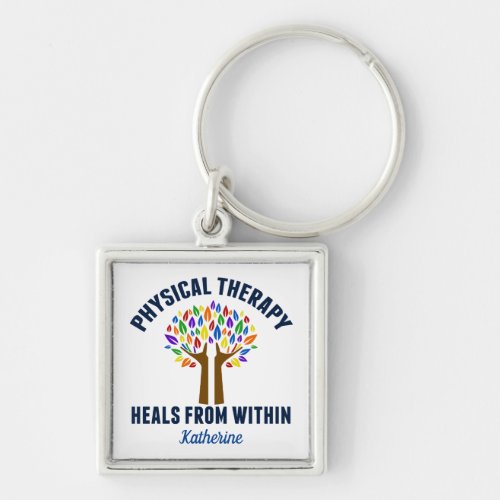 Physical Therapy Inspirational Quote Monogram Keychain