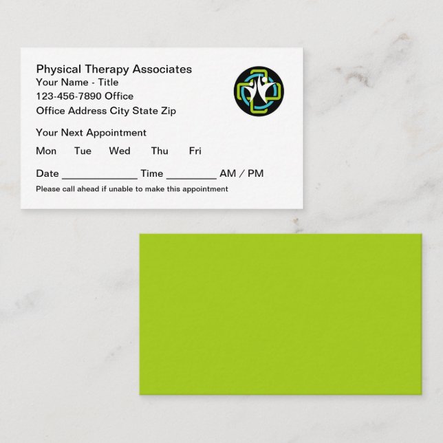 Physical Therapy Office Appointment Cards (Front/Back)