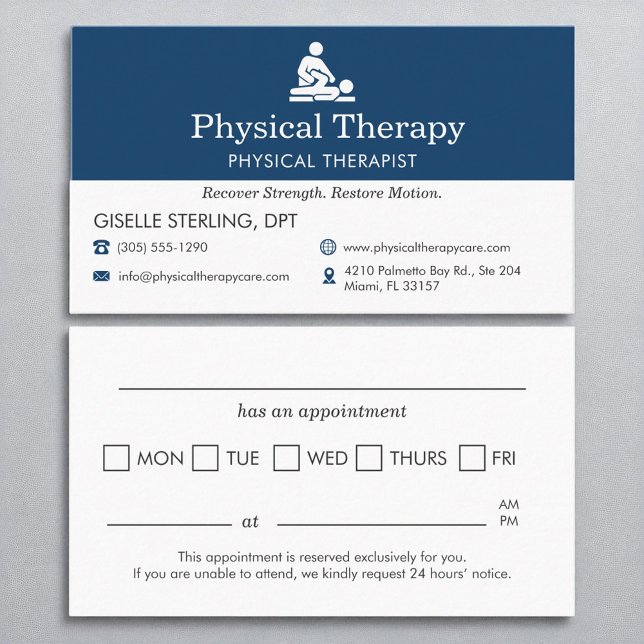 Physical Therapy Office Appointment Reminder Business Card (Creator Uploaded)